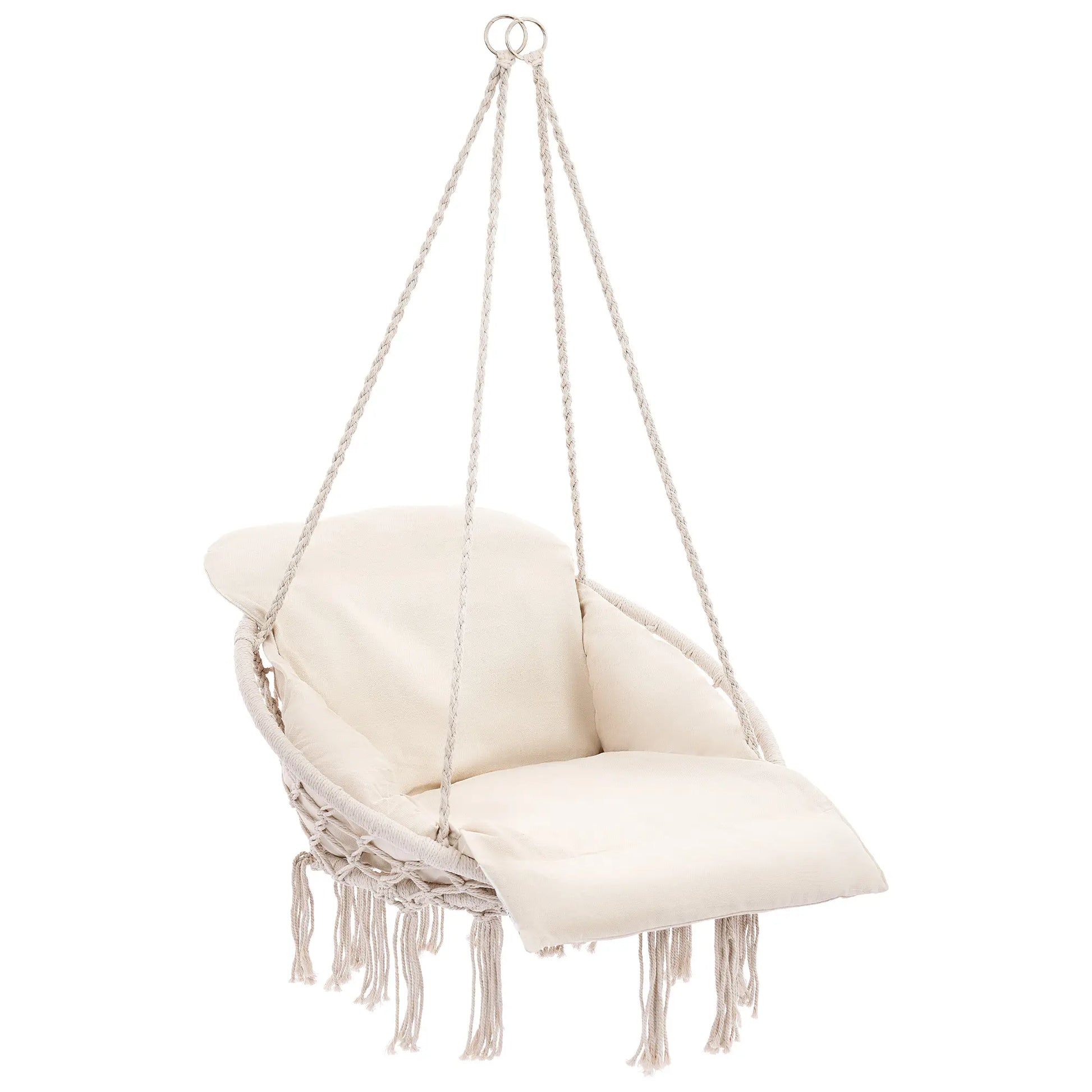 Sweetcrispy Single Hammock Chair with 2 Cushions, 330 LB Capacity，Extra-Large Cushion & Long Cotton Ropes, Lightweight Portable Design for Indoor Outdoor Use Bedroom Balcony