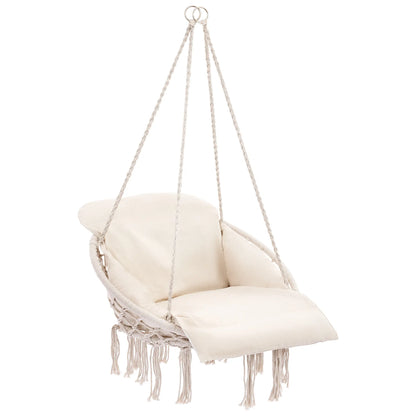 Sweetcrispy Single Hammock Chair with 2 Cushions, 330 LB Capacity，Extra-Large Cushion & Long Cotton Ropes, Lightweight Portable Design for Indoor Outdoor Use Bedroom Balcony